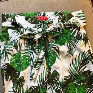 Guess Tropical Green Leaf pants size large